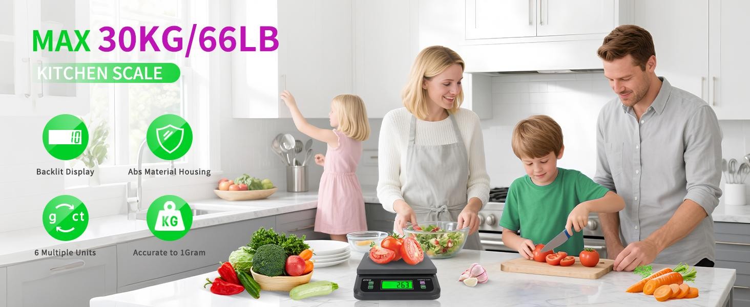 Commercial Food Scales 66LB 30Kg Large Digital Kitchen Scale for Baking Deli M
