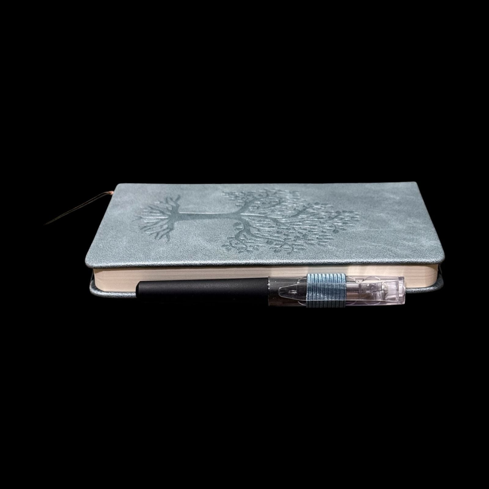 Steel Blue Gray Tree of Life Embossed Small Hardcover Lined Journal with Pen