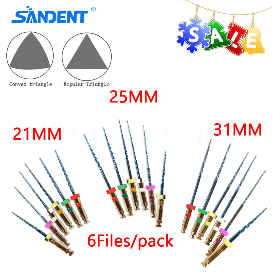 6Pcs Dental Endodontic NiTi Engine Use Heat Activated Rotary Files 19/21/25/31mm