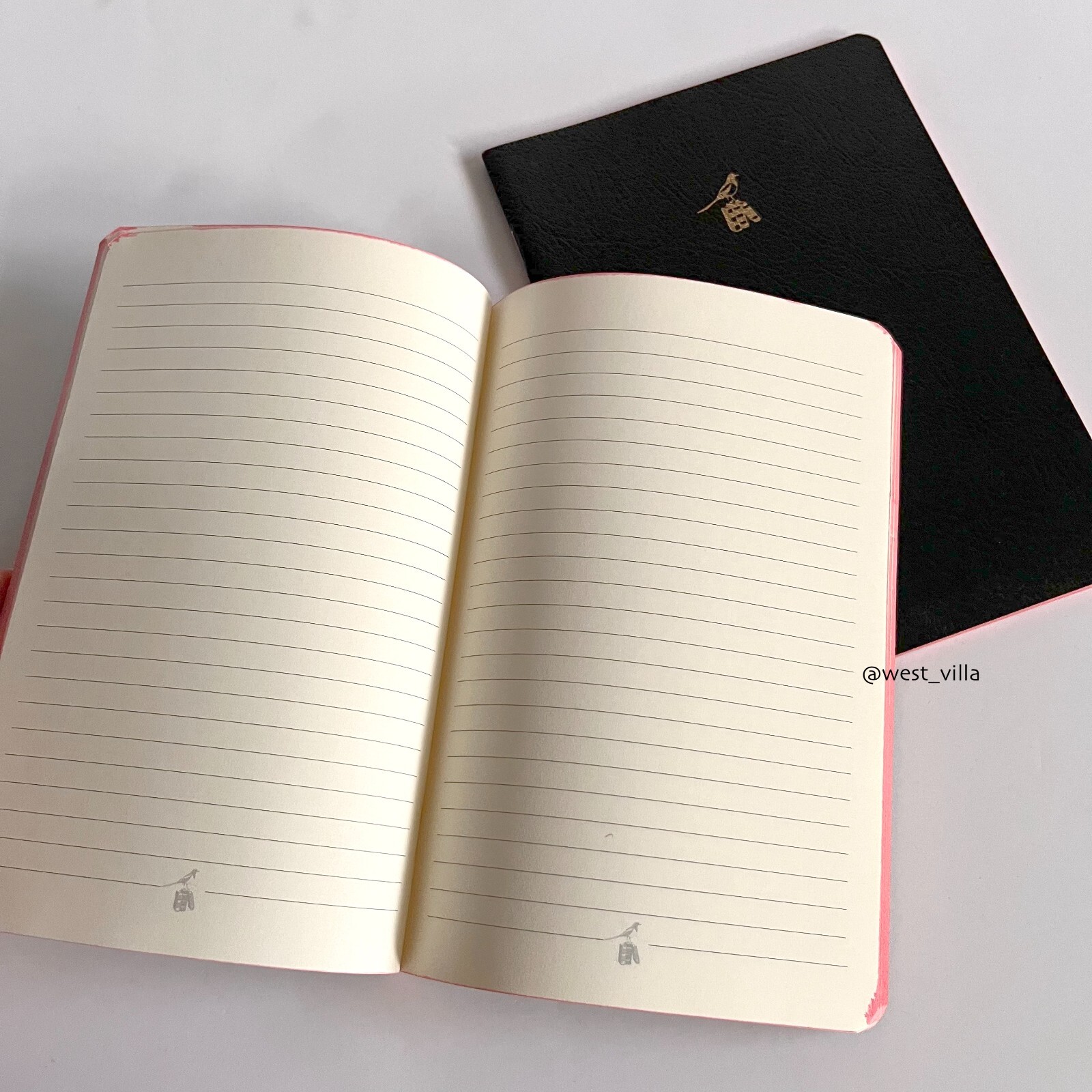 2 Bieffe Leather Notebooks Lined Exercise Book Journals Stationery Black