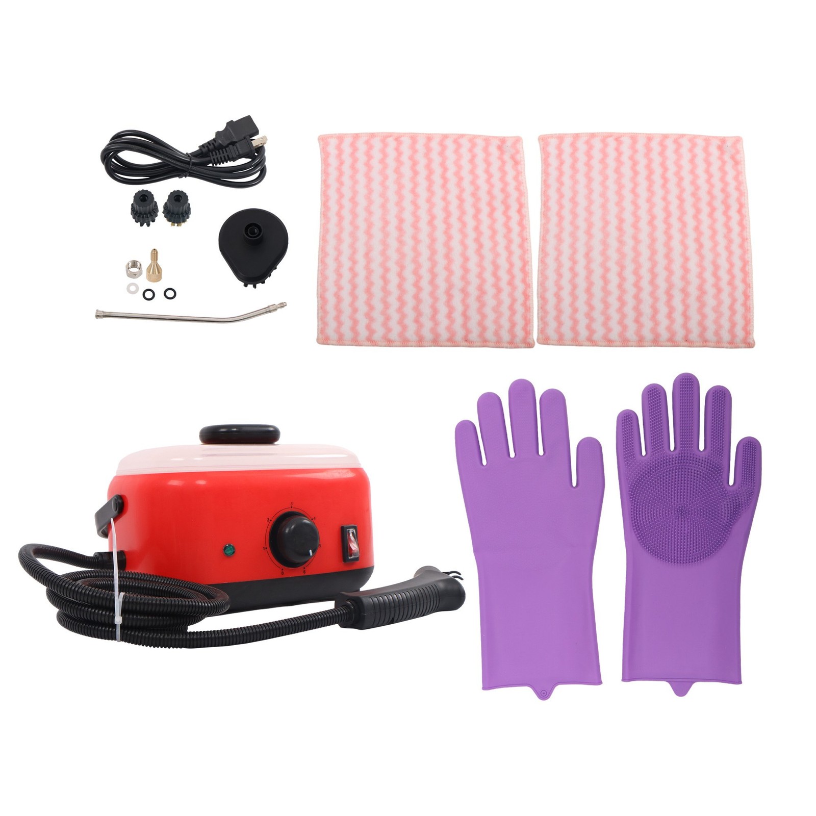 2500W Steam Cleaner 1500ml Red Portable-Car Engine Degreasing&Tile Grout 110V