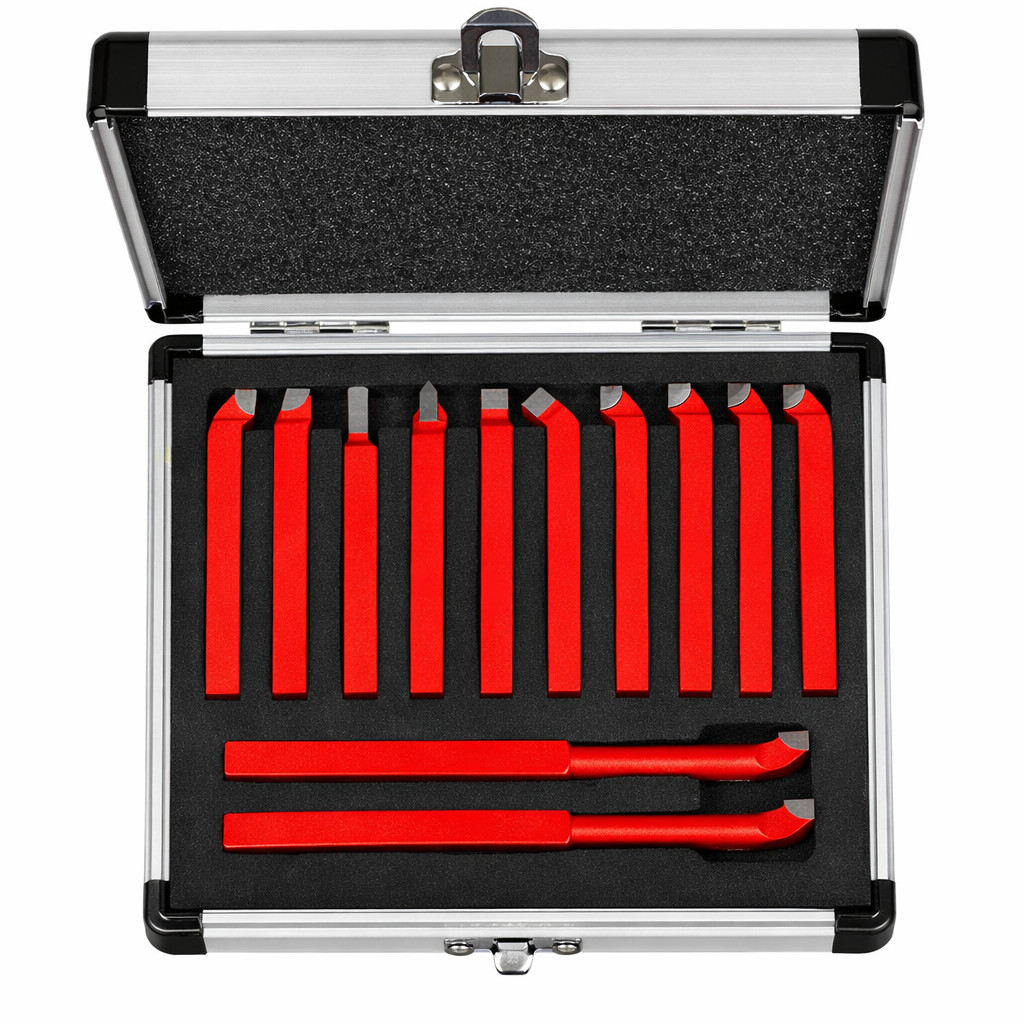 11pc Lathe Tool Set Tungsten Carbide Tips 5/16″ Shank Turning Facing Boring Kit