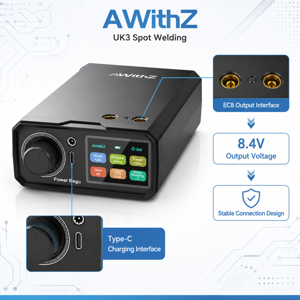 AWithZ Spot Welder Pedal Farad Capacitor 18650 Li Battery Spot Welding Machine