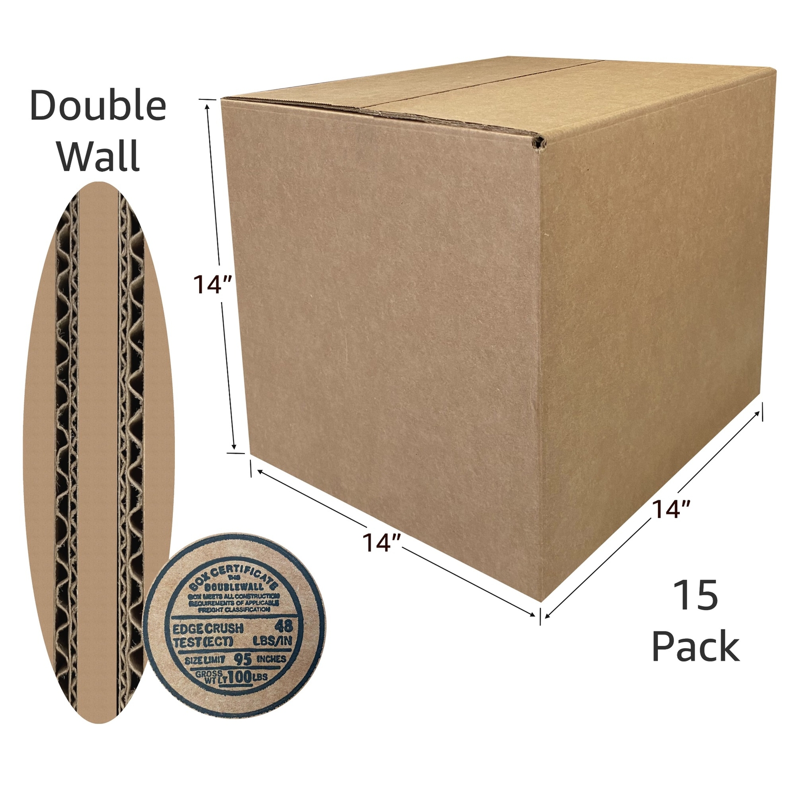 UOFFICE Heavy Duty Corrugated Cube Boxes 14x14x14″ – 275lb. 15 Pack