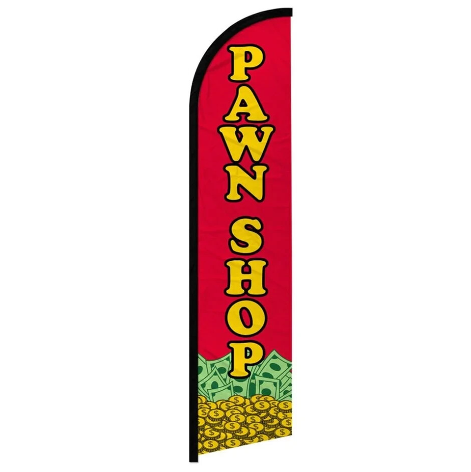 Pawn Shop We Buy Gold Variation Windless Full Sleeve Advertising Banner Flags