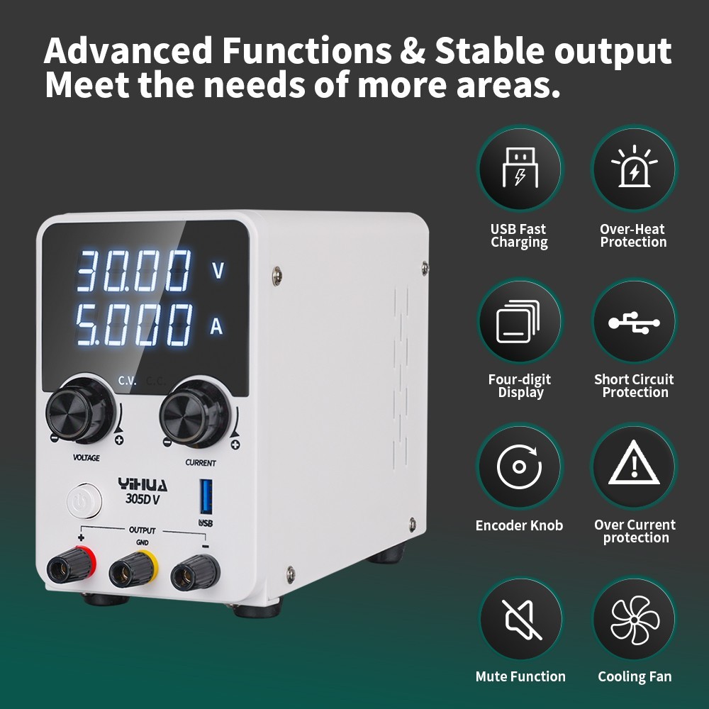 YIHUA 305D-V 180W 30V 5A DC Lab Power Supply Adjustable Voltage Regulator Repair