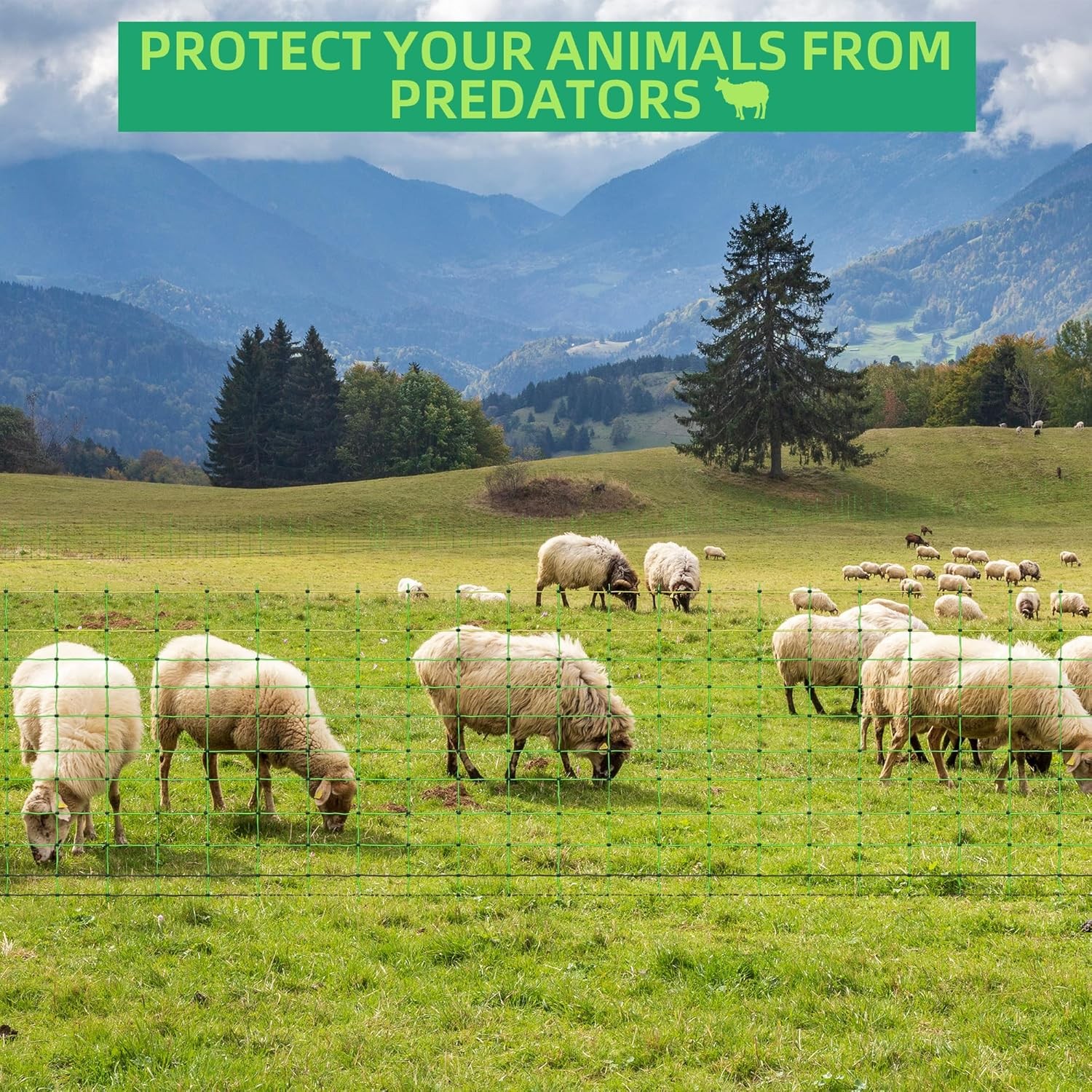 Electric Netting Fence Mesh Kit Deer Fencing 47″ H x 164′ L with Posts Spike