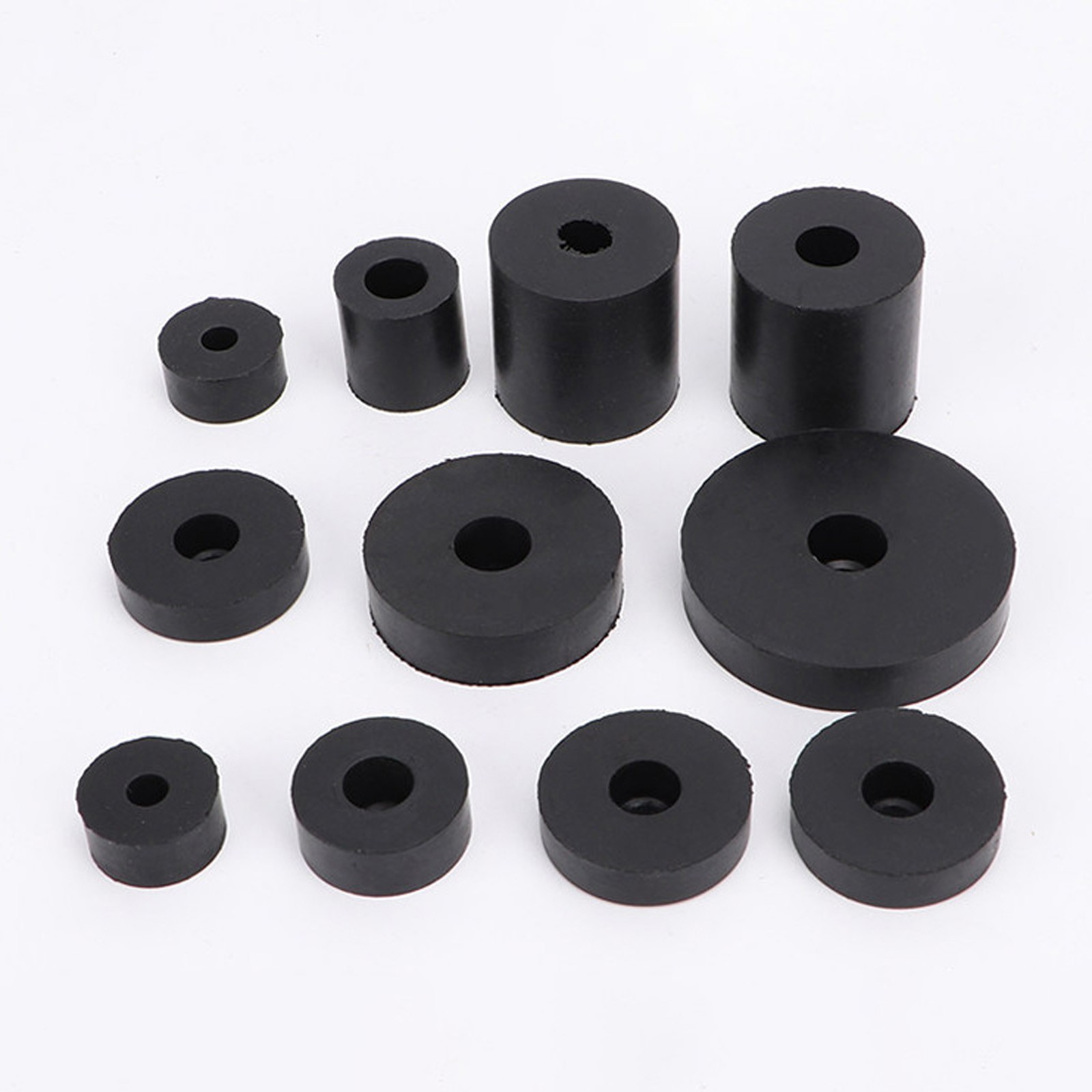 Black Round Rubber Pads OD 9mm-90mm Anti Vibration Isolation Spacer Buffer Block