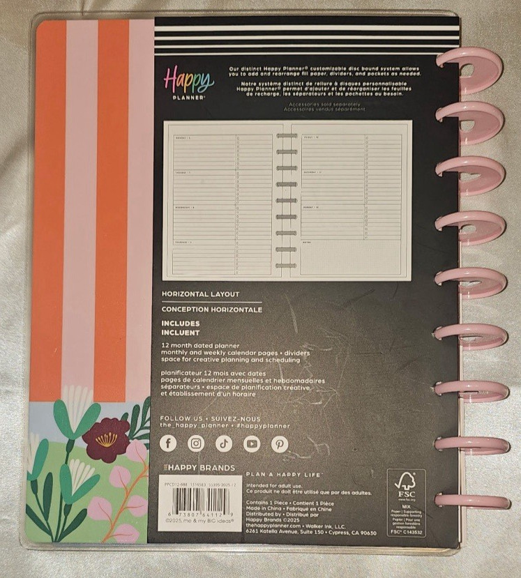 2026/2027 Happy Planner Color Beat Stripes Classic Horizontal Planner (7″ x 9″)