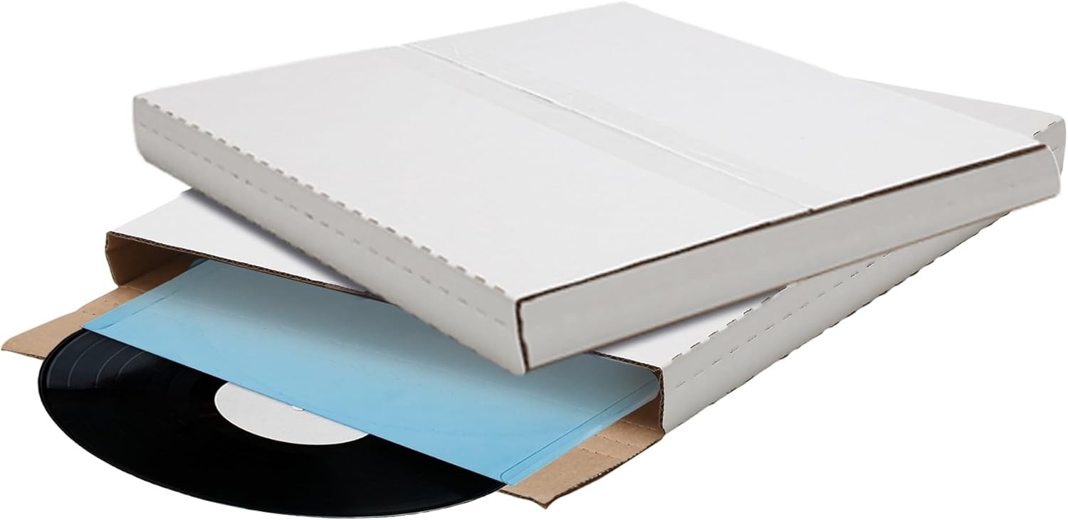 100 Pack LP Record Mailer Boxes 12.5×12.5x1in Adjustable Album Shipping Boxes