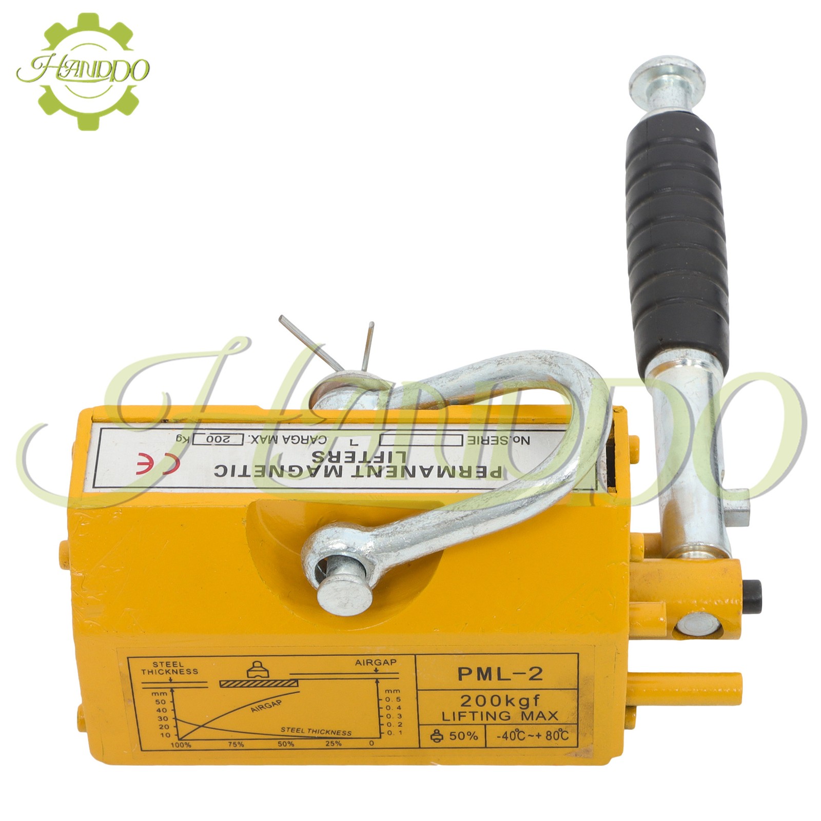 Permanent Magnetic Lifter Lifting Magnet 440 lbs/200 kg 2.5 Safety Factor Yellow