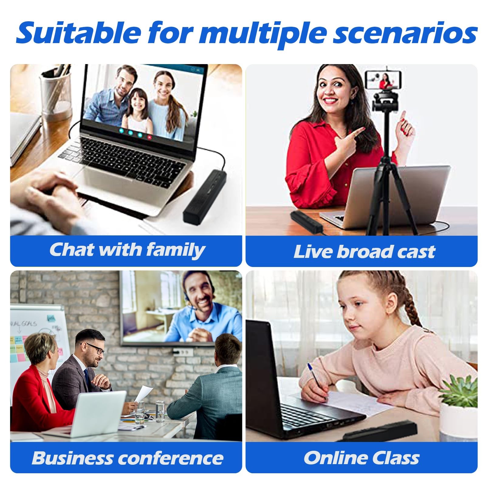 3 in 1 USB Computer Speakers with Microphone, Wired Desktop Sound Bar for PC …