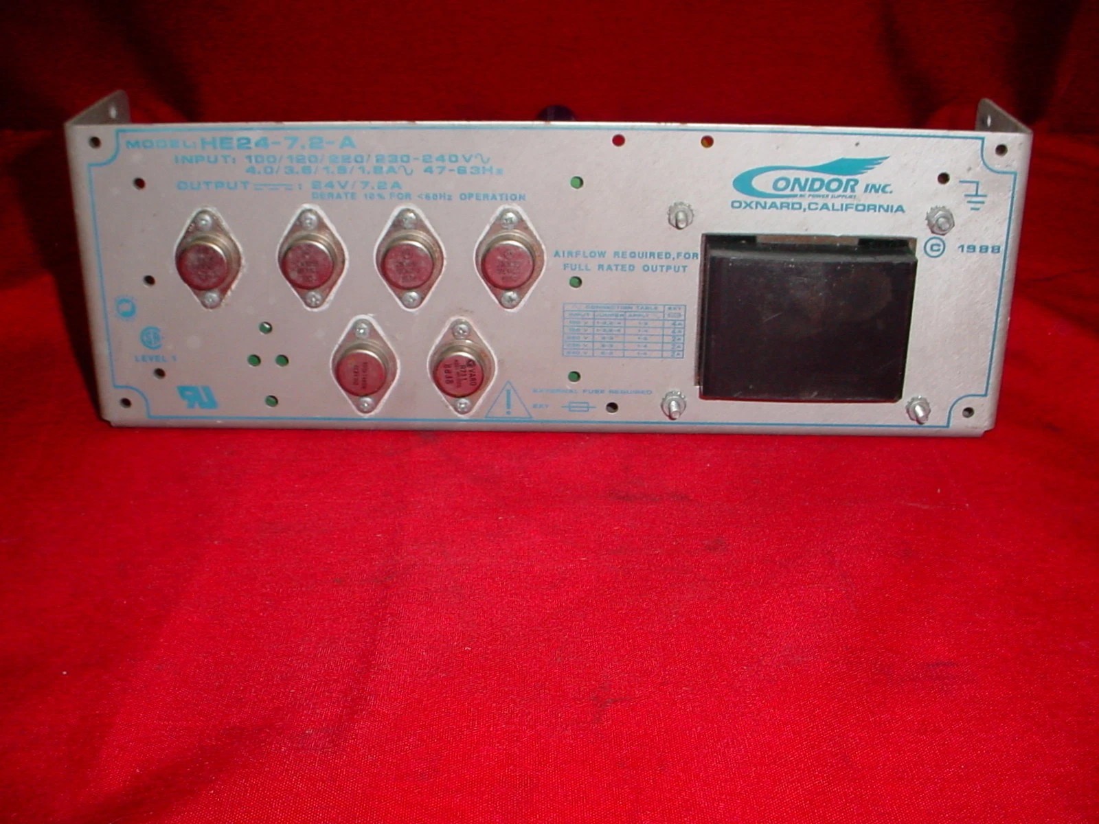 Condor HE24-7.2-A 24vdc 7.2a 173w Linear DC Power Supply