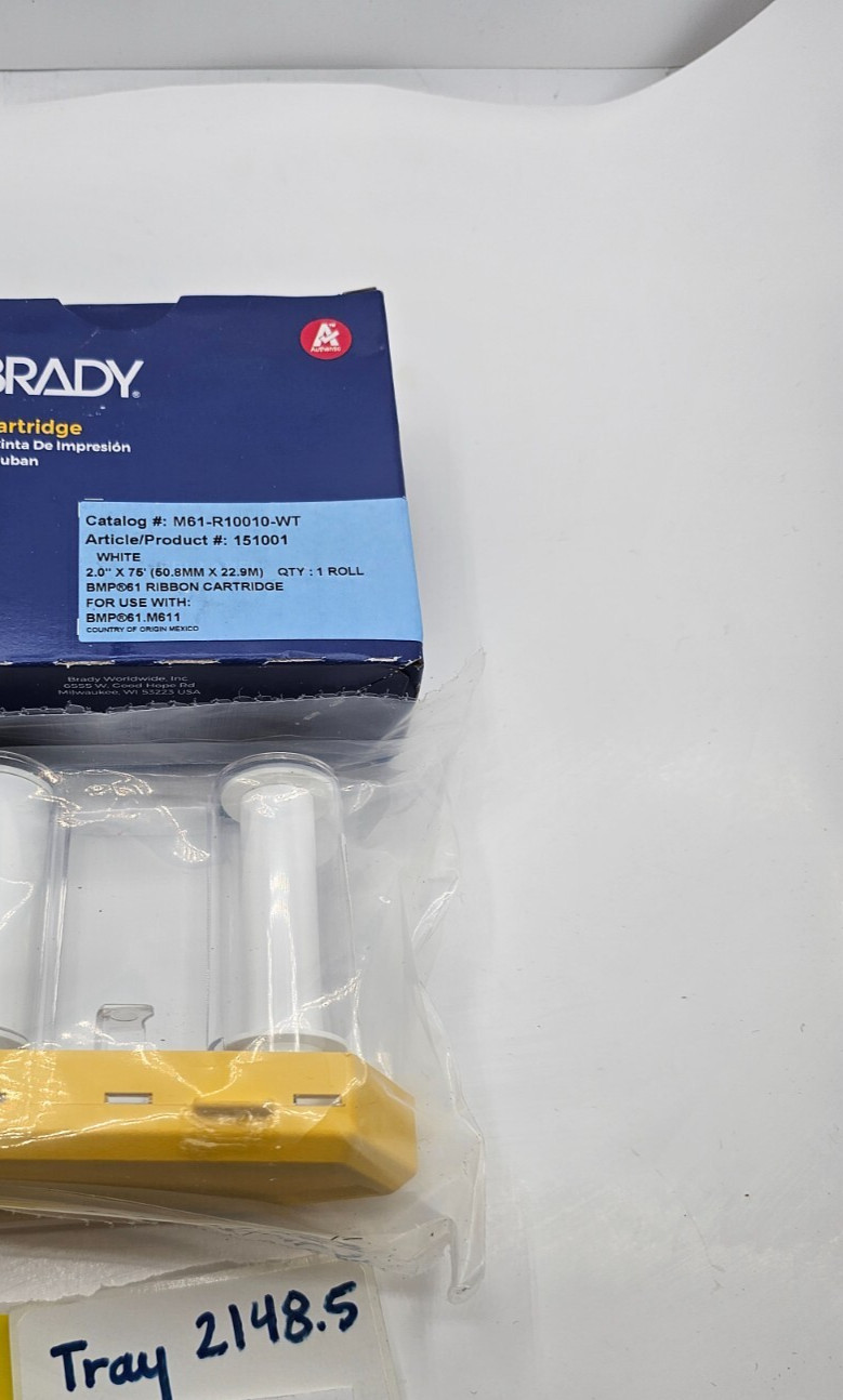 Brady R10000 Series Printer Ribbon Cartridge 2″ x 75′ White 152001 M61-R10010-WT