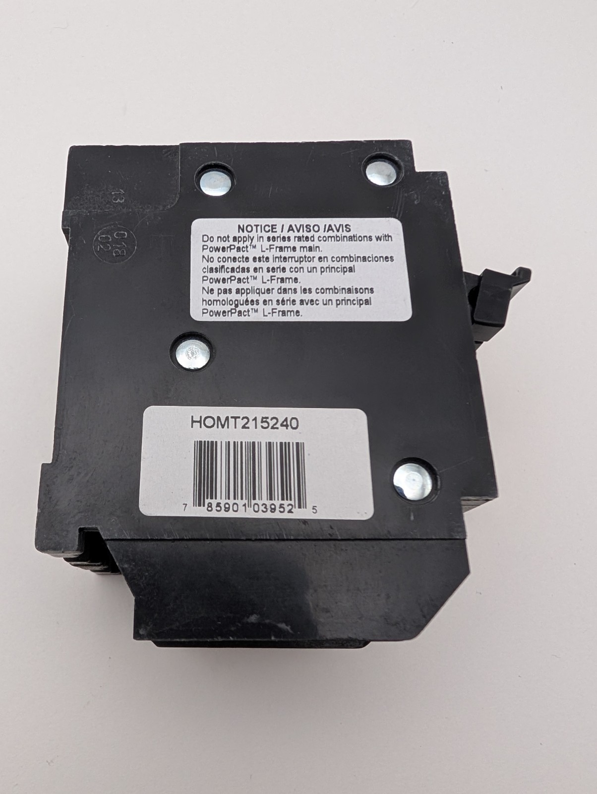 Homeline HOMT215240 Quad 2 Pole 15/40Amp 120 240V Plug In Tandem Circuit Breaker
