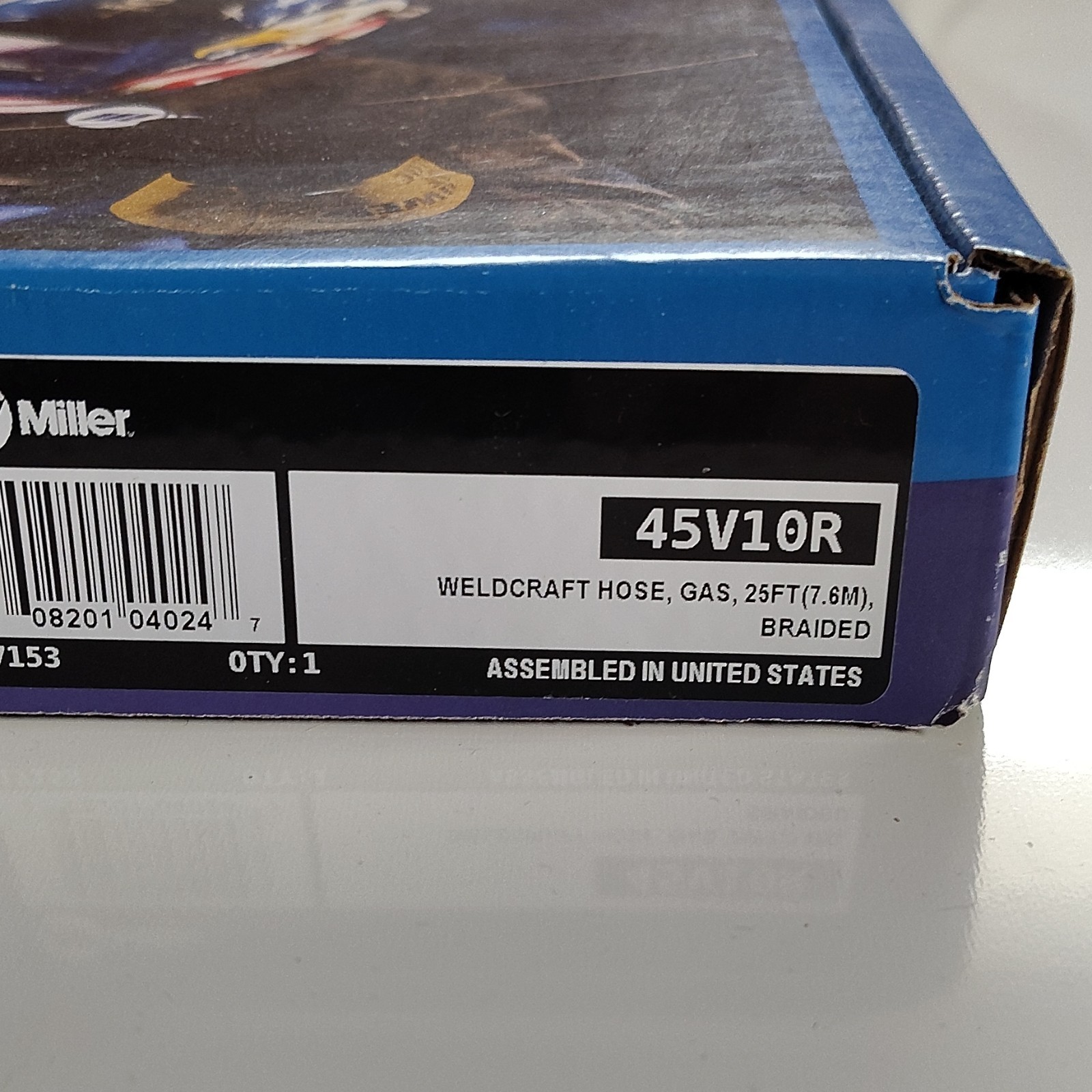 Miller Electric 45V10r Gas Hose, Braided Rubber, 25 Ft (7.6M)