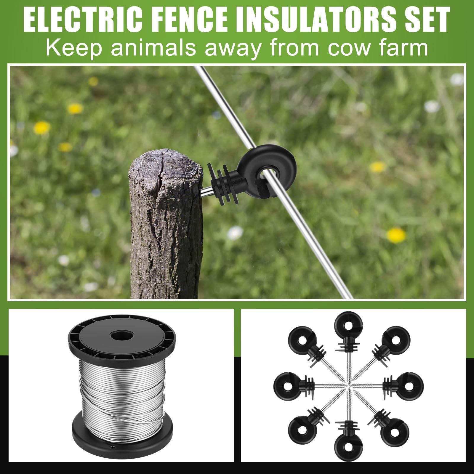 MorningRo 2-Mile 5000V 0.1Joule Electric Fence for Preventing Animals 250ft
