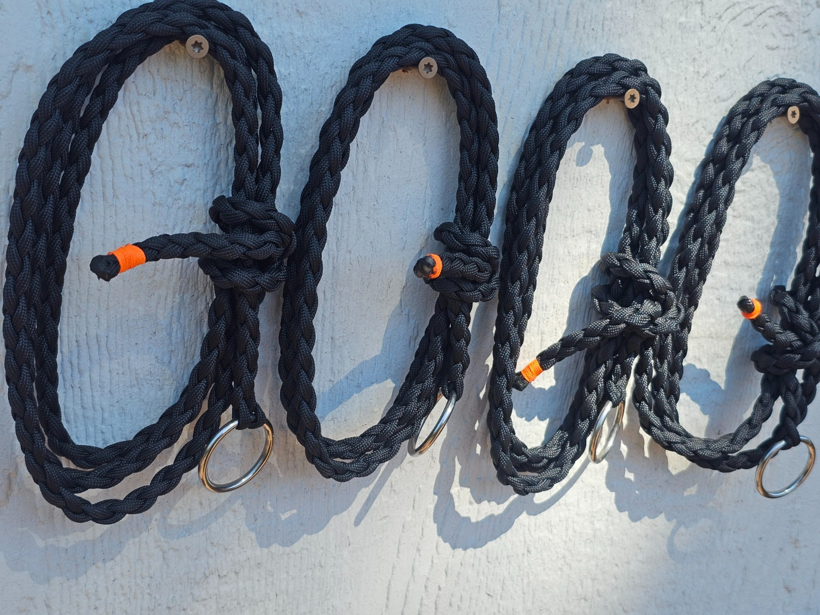 Set 4 Paracord Piggin Strings Tie Strings Western Ranch Work Rope Black/Orange