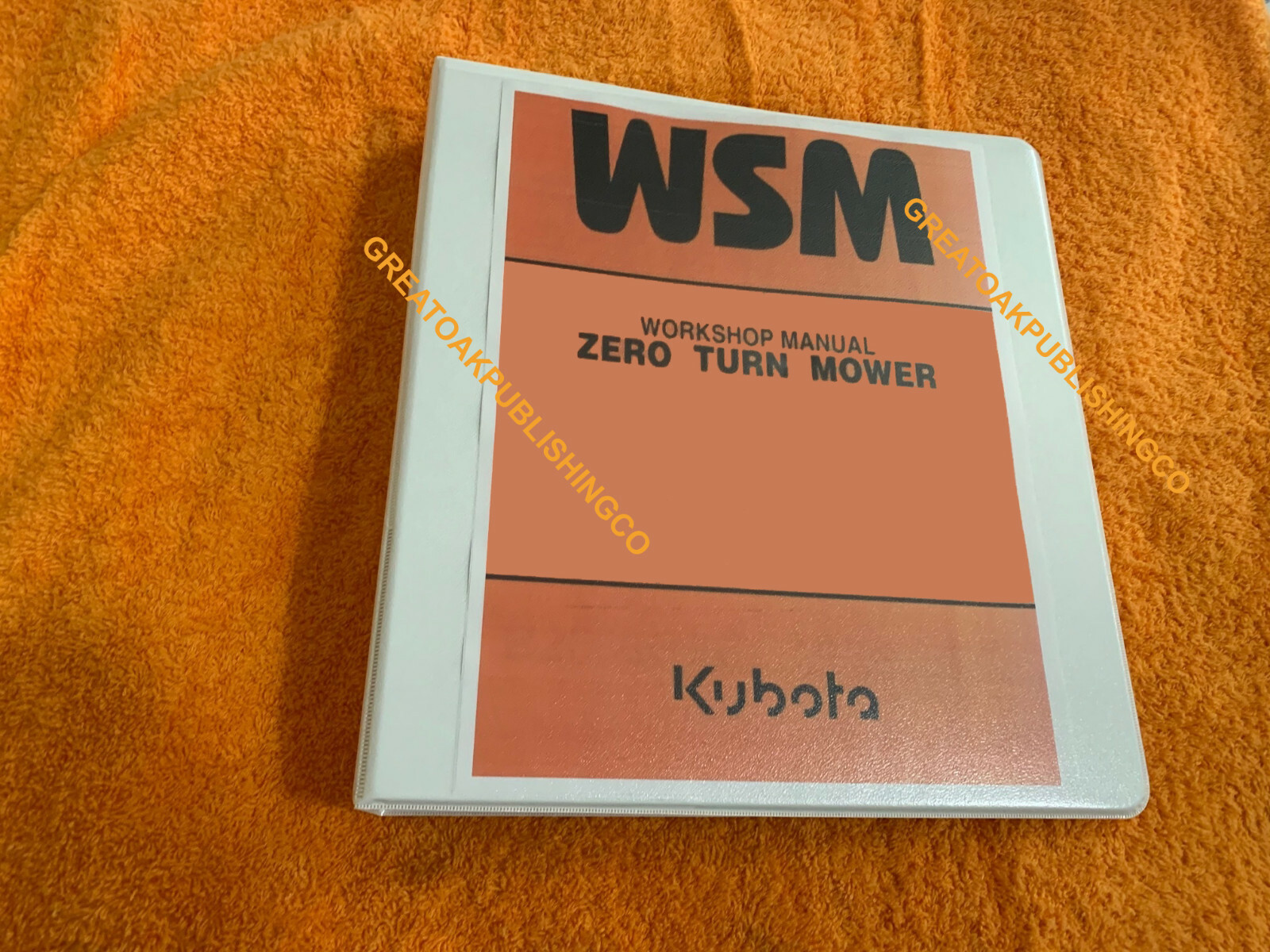 Kubota zzd221 zero turn mower Workshop Service Repair Manual binder