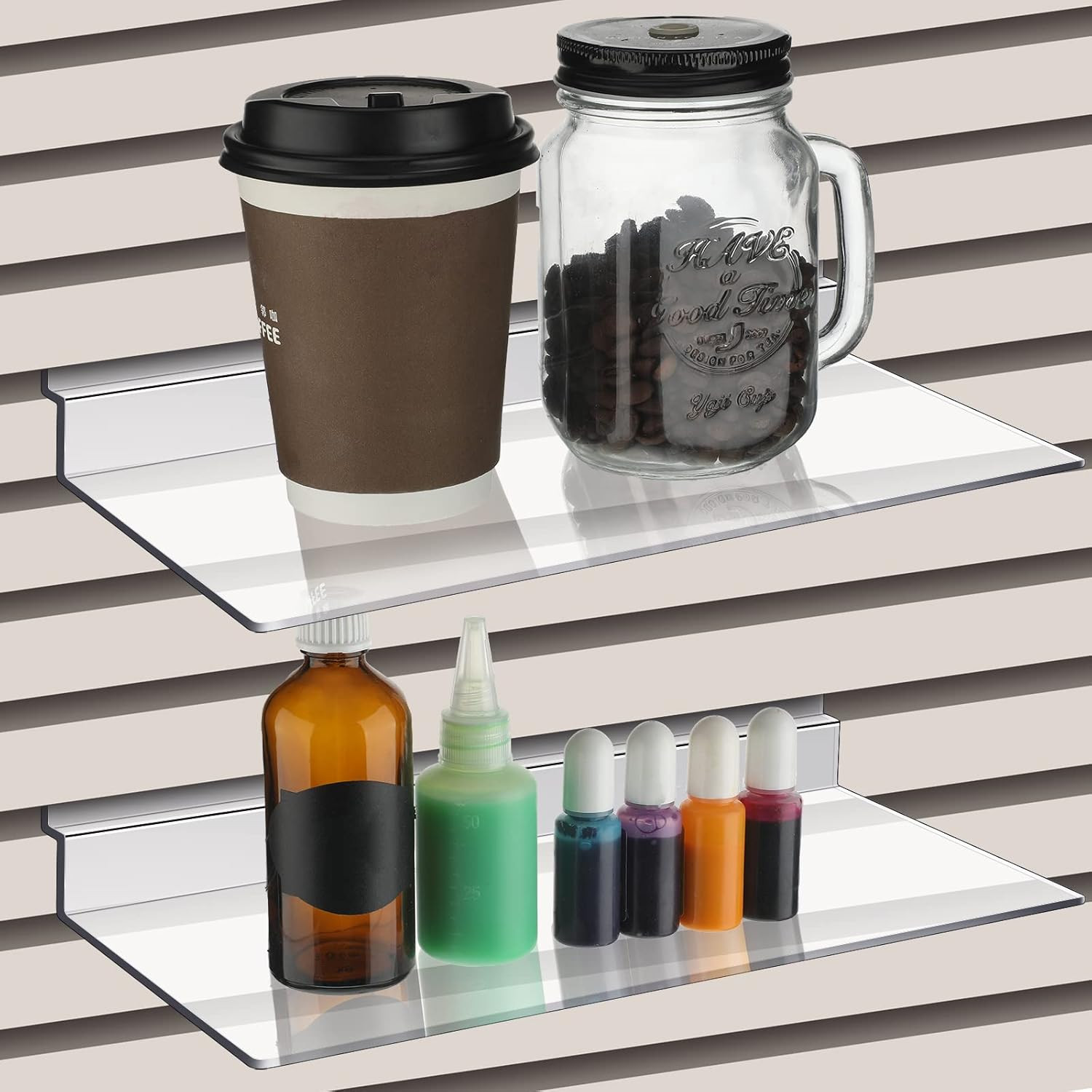 4 Pack Clear Slatwall Shelves 4×10 Inch Plastic Wall Display Shelf
