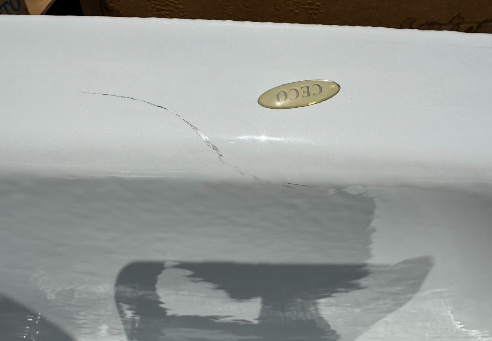 Commercial Enamel 871 – 28 x 28 Floor-Mount Corner CI service sink small scratch
