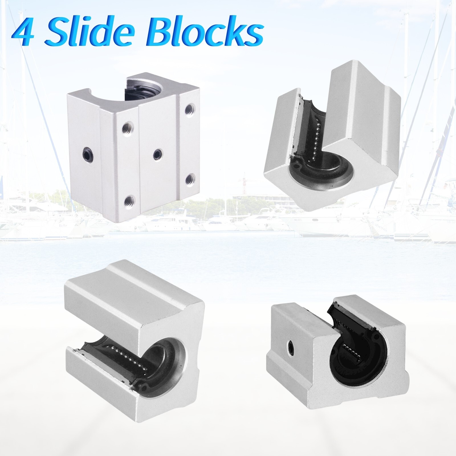 2Pcs SBR12/16/20 Linear Rail Shaft 300mm~1500mm+4 Pcs SBR12/16/20 Bearing Block