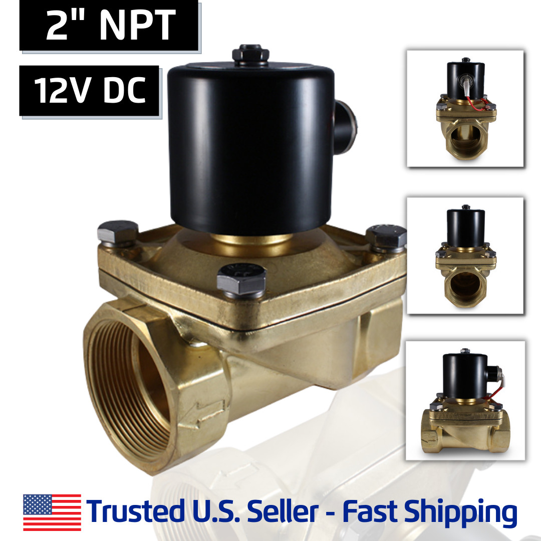 2″ Inch 12V DC Brass Electric Solenoid Valve 12 Volt VDC – FREE SHIPPING