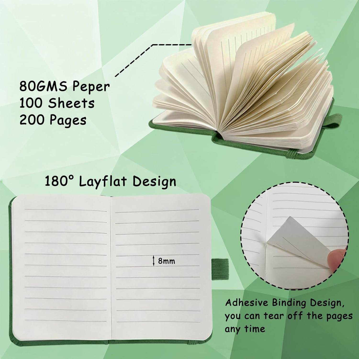 2 Pack Pocket Notebook Journals, 4.3 Inches X 3.1 Inches 200 Pages Small Notepad