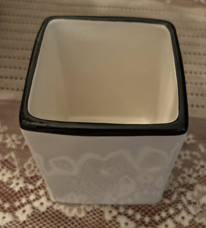 Rae Dunn WRITE Black & White Pen/Pencil Holder Desk Caddy Organizer