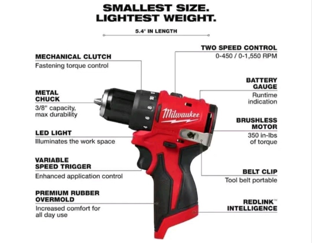 Milwaukee M12 3494-22 Subcompact 2-Tool Combo Kit Impact Driver & Drill/Driver