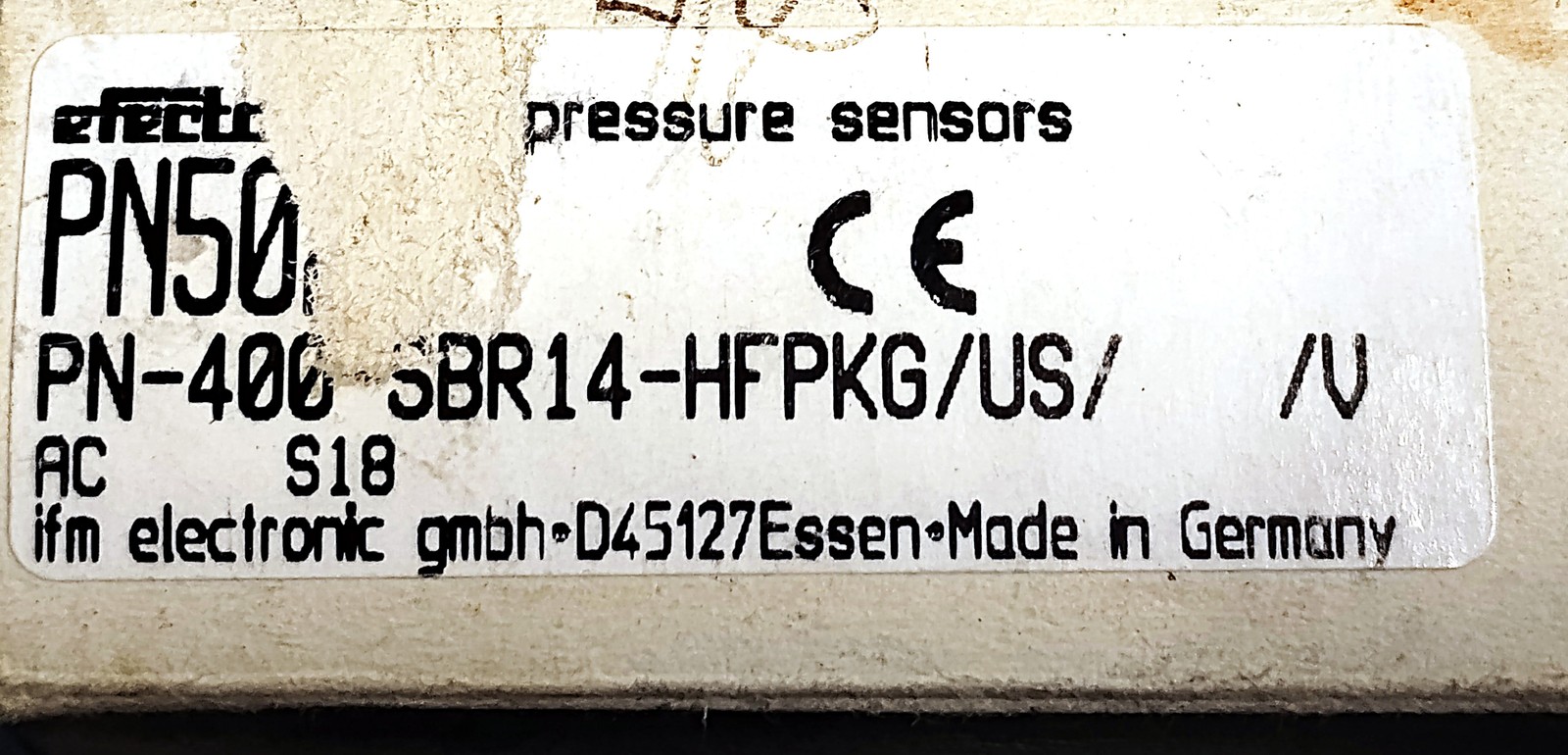Efector PN-400-SBR14-HFPKG/US/ /V PN5020 18-30 V DC 0-400 bar Pressure Sensor
