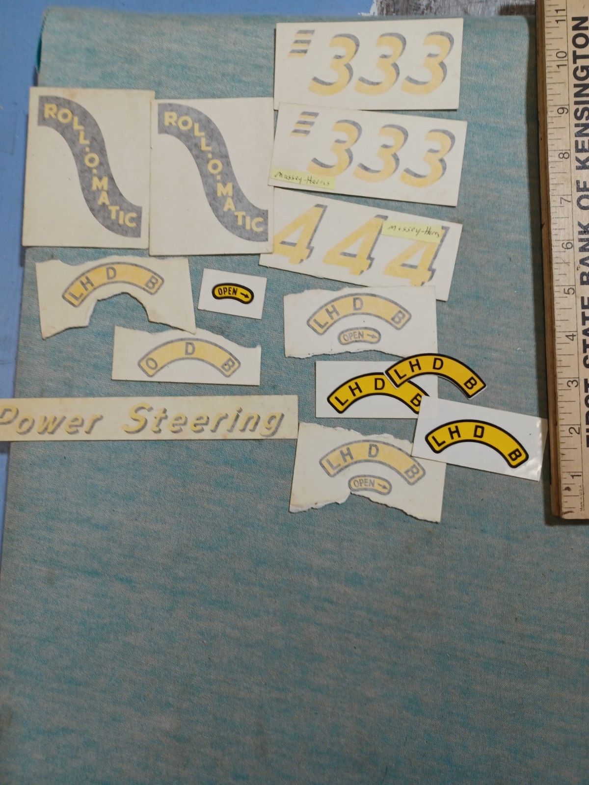 Massey Harris Decals Lot: Roll-O-Matic, POWER STEERING, 333 and 444, etc