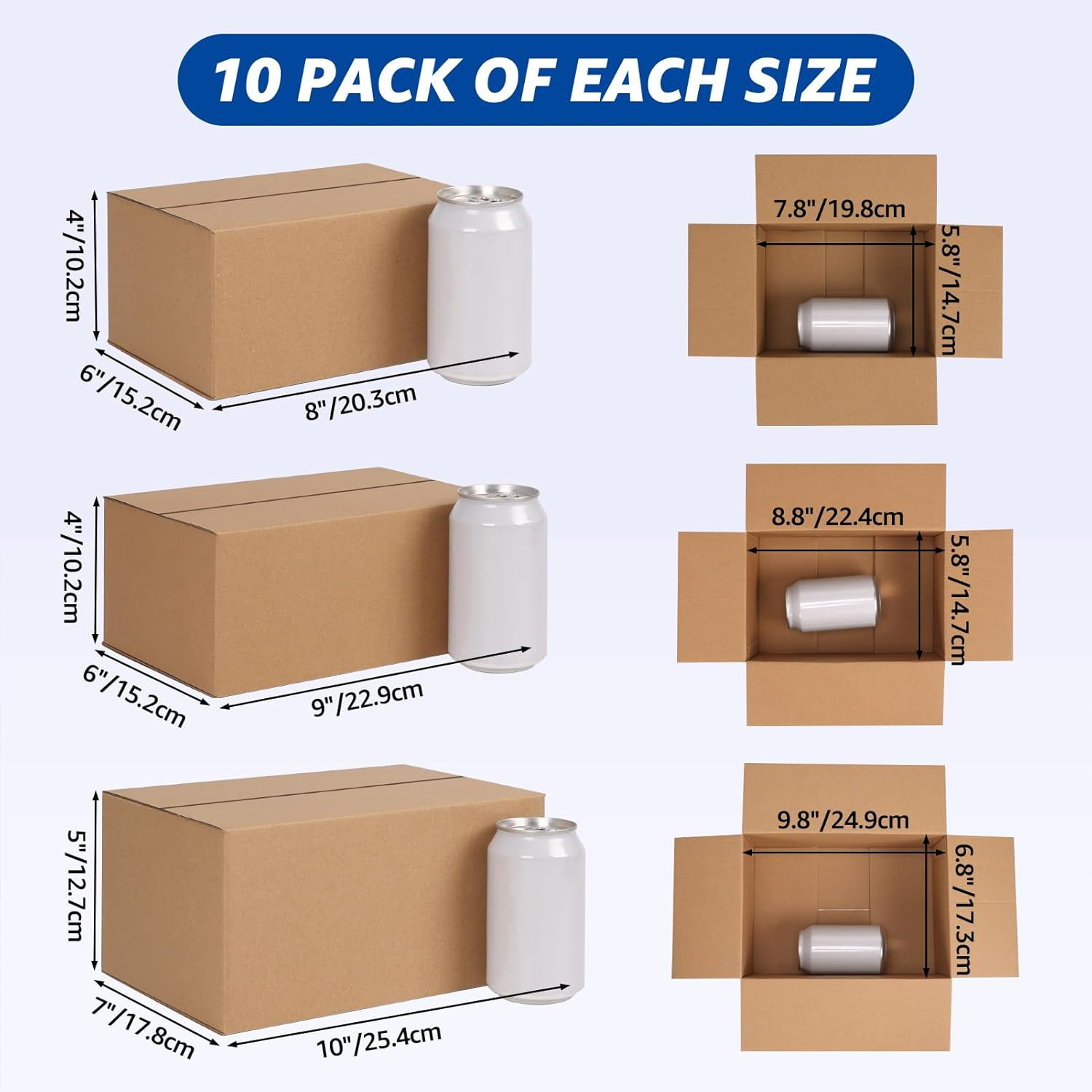CRUGLA Assorted Sizes Shipping Boxes 30 Pack (10x7x5, 9x6x4,8x6x4), Corrugated C