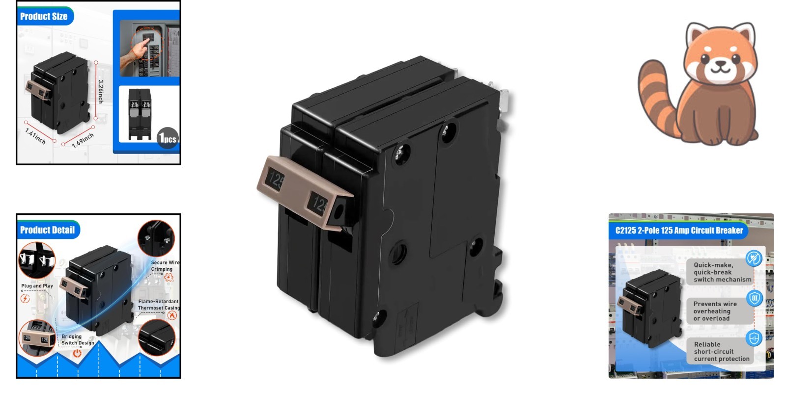 Reliable 2-Pole 125-Amp Circuit Breaker with 10 KAIC – Easy Plug-In Mounting