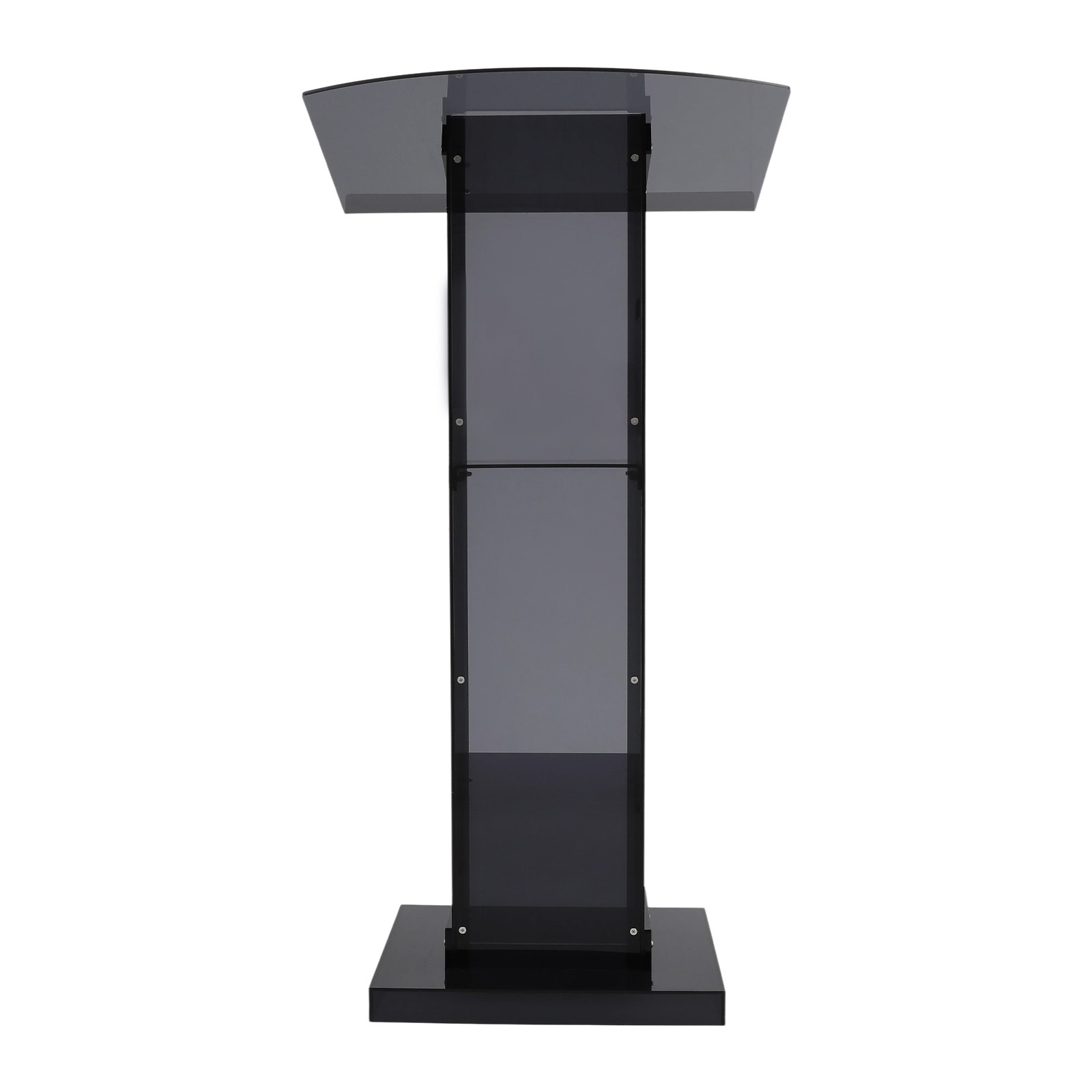 Acrylic Podium Stand, Floor Standing Portable Pulpits with Storage Shelf Black