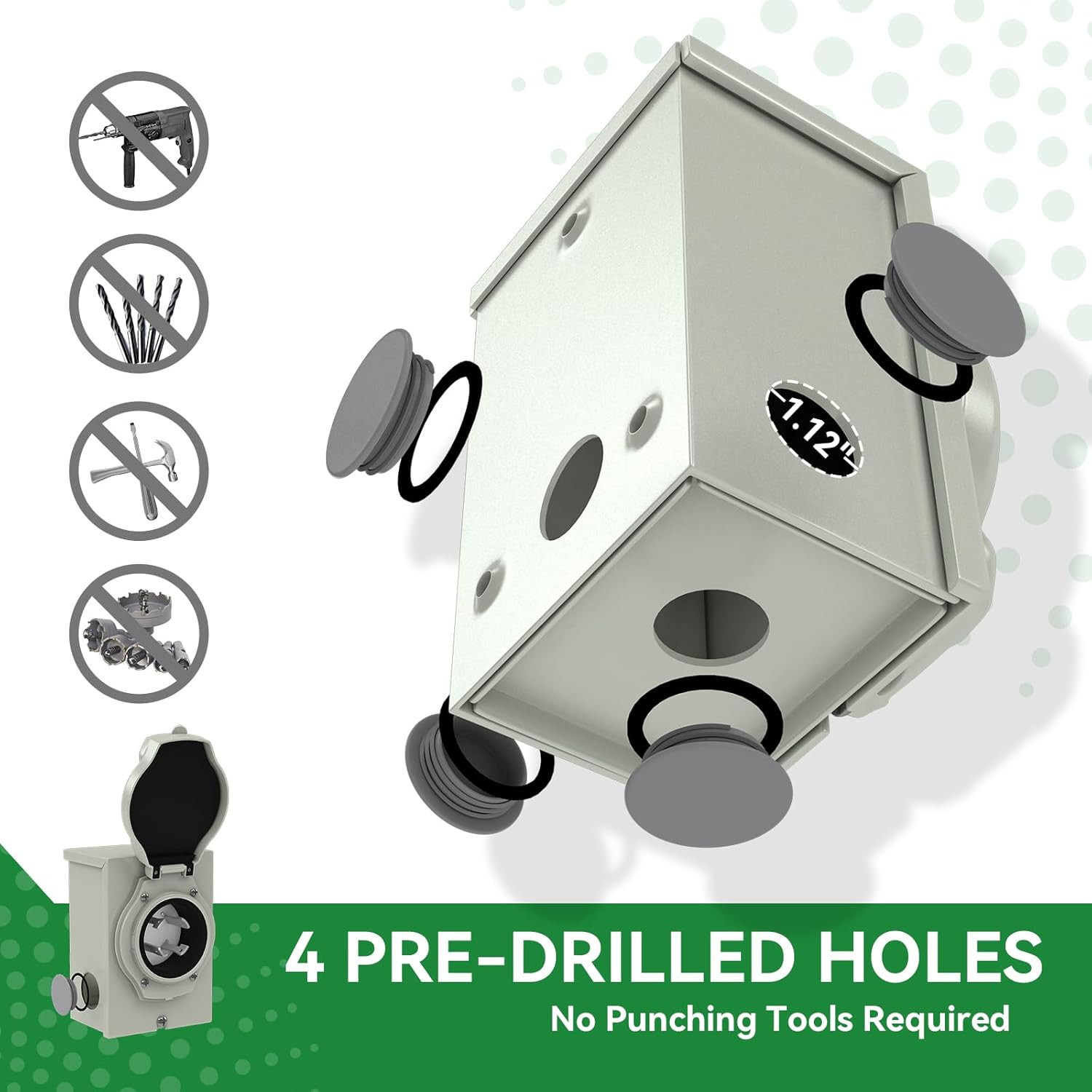 30FT 30 Amp Generator Cord & Inlet Box Kit, Waterproof, ETL Listed