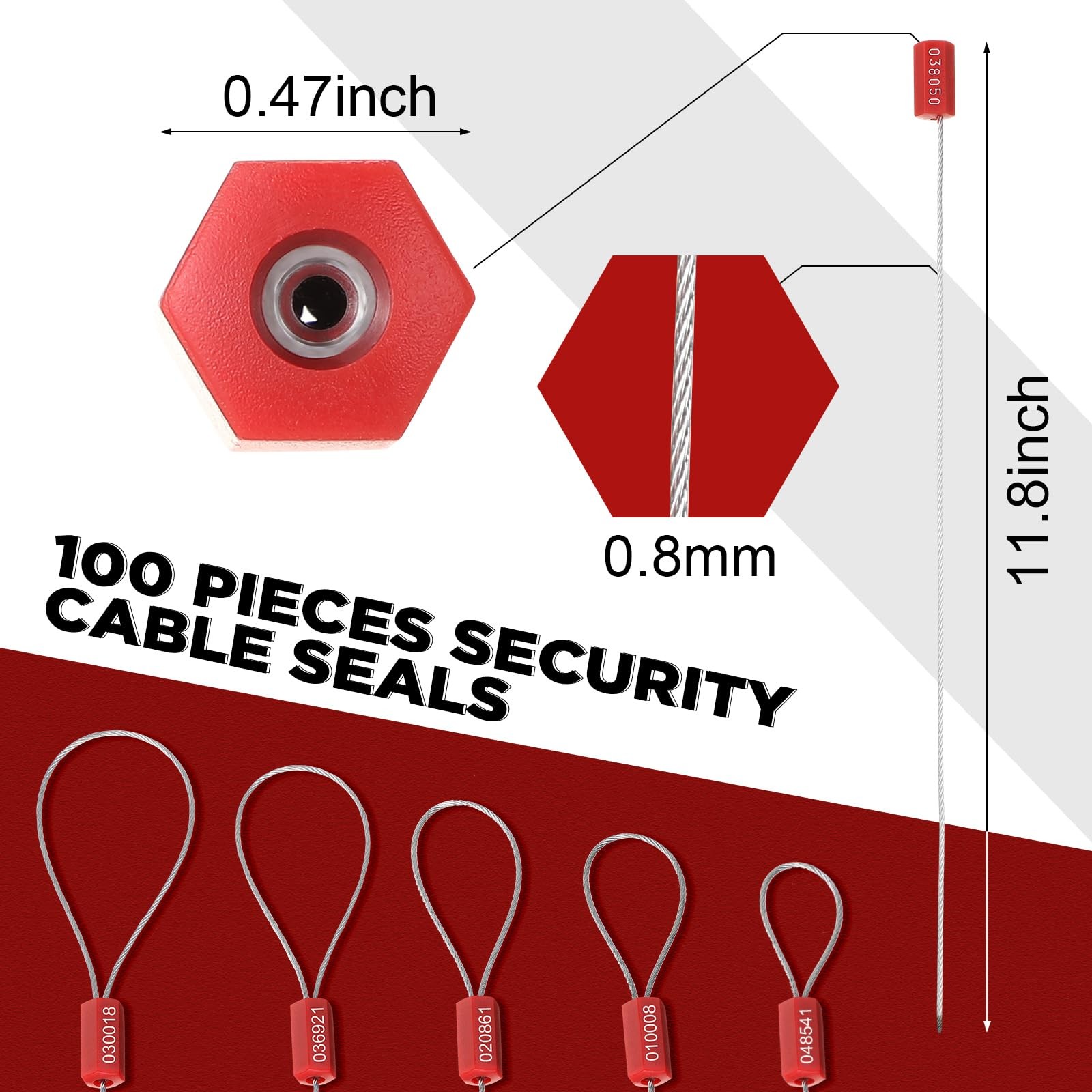200 Pcs Steel Security Cable Seals 11.8 Inch Metal Numbered Anti-Tamper Shipp…