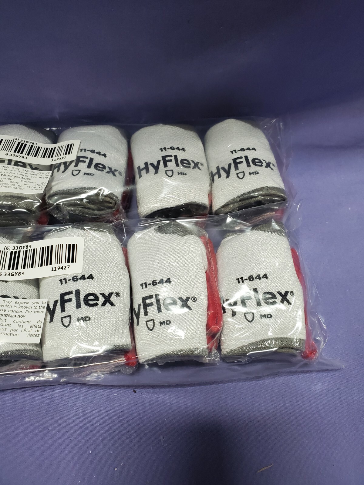 12 Pair ANSELL HYFLEX 11-644 CUT – ABRASION RESISTANT GLOVES Size 7