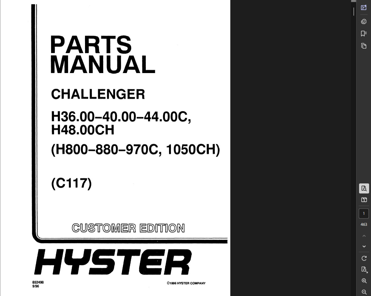 HYSTER FORKLIFT (C117) H40.00C SERVICE REPAIR SHOP PARTS MANUAL PDF ON USB