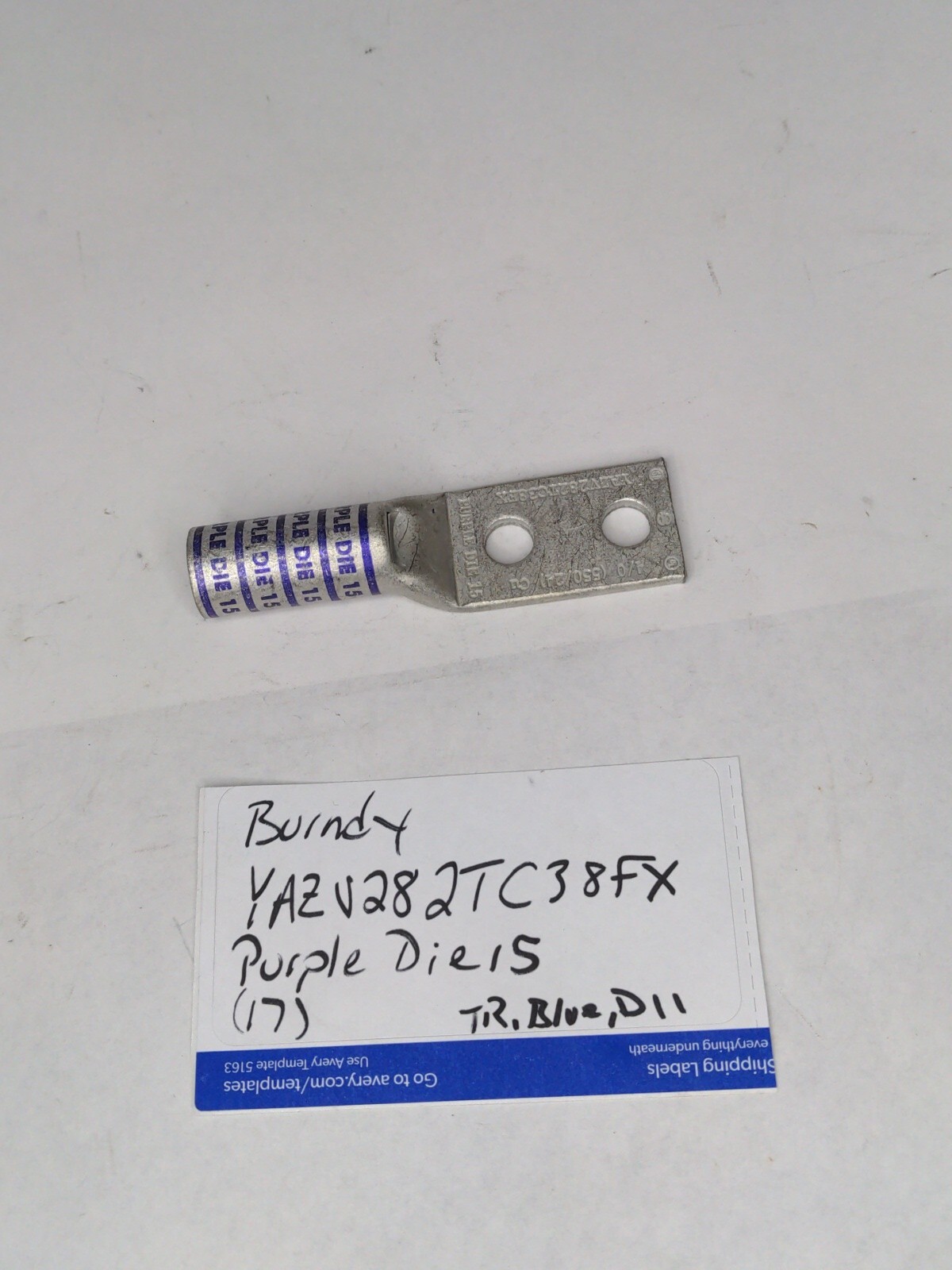 BURNDY YAZV282TC38FX 4/0 Copper Lug PURPLE DIE 15