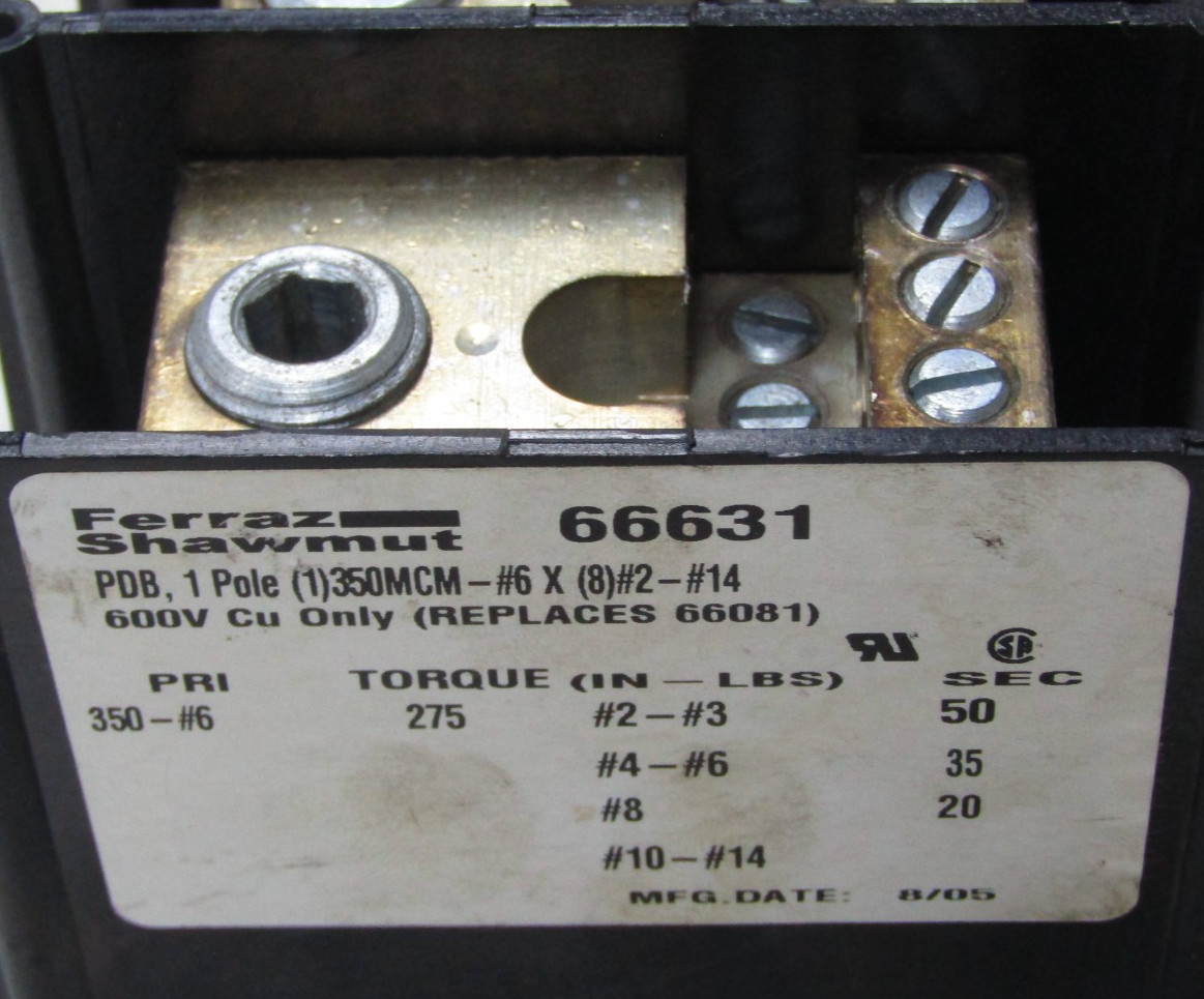 🙌 FERRAZ SHAWMUT 600 VAC POWER DISTRIBUTION BLOCK 2 POLE 66630 & 66631
