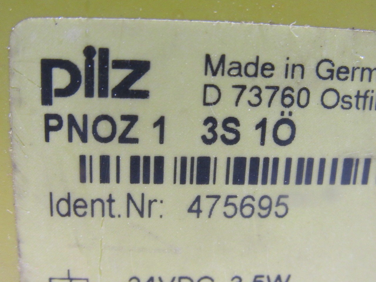 Pilz PNOZ 1 3S/1O ID Nr. 475695 E-Stop Safety Gate Relay 24VDC