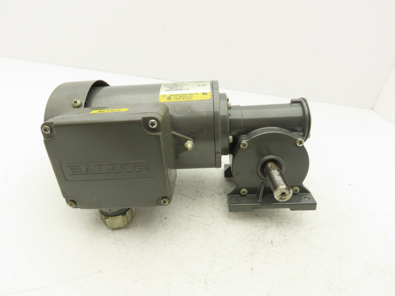 Baldor GM3340 AC Gearmotor 40:1 Reducer 1/4 Hp 42RPM 208-460V 3Ph RH Output