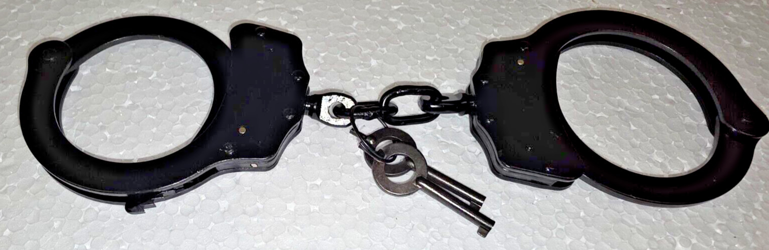 MTech USA 4508-DLB Series Double-Lock Handcuffs Carbon Steel, Nickel Black, NIB