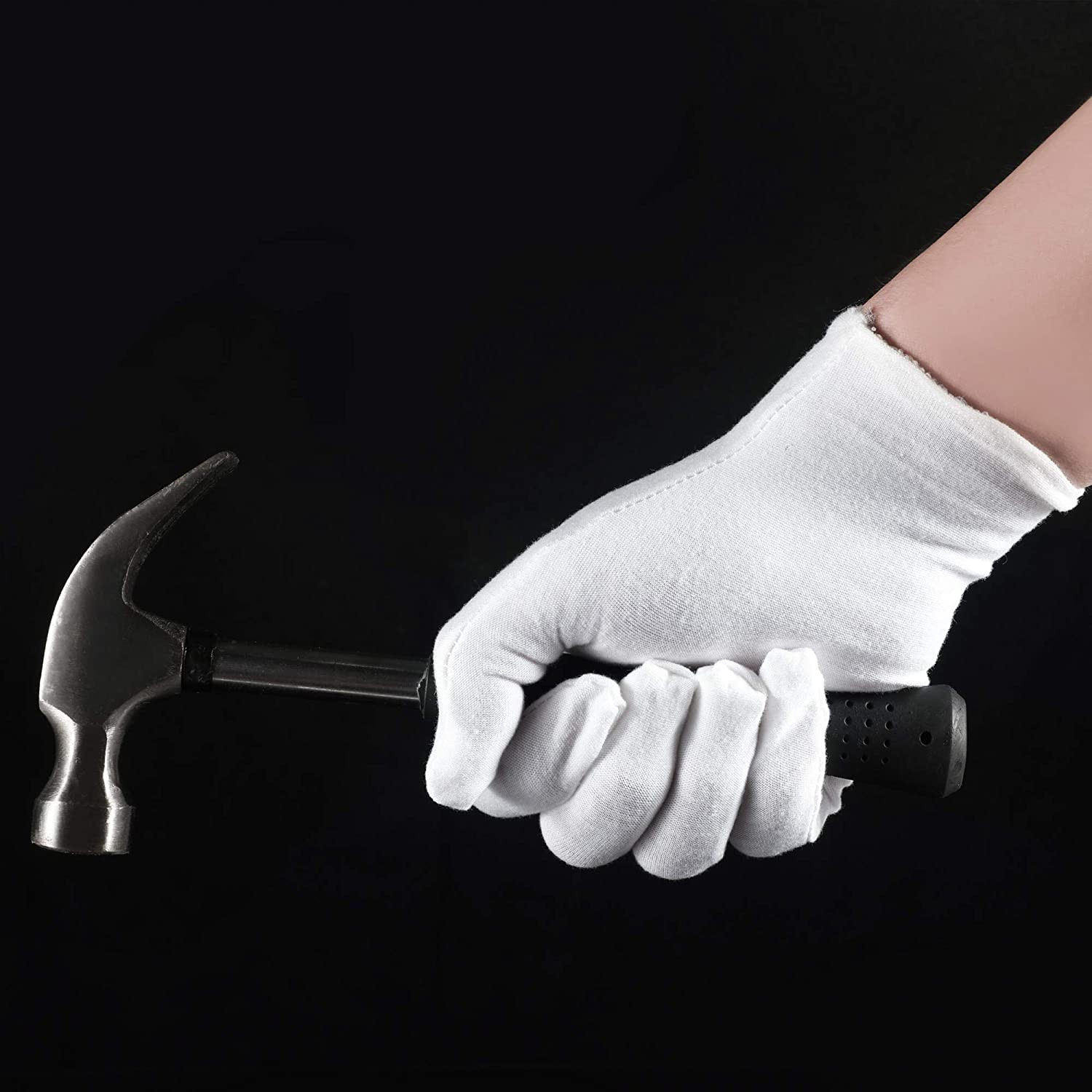 3 Pairs White Cotton Gloves for Dry Hands Eczema SPA Moisturizing – Work Glove L