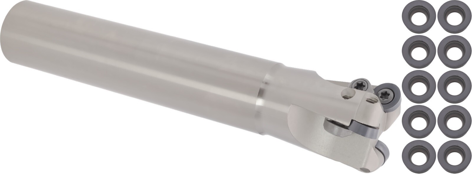 1pc 1-1/4” Corner Radius Index EMR5R end mill & 10 extra RPMW1003MO Round insert