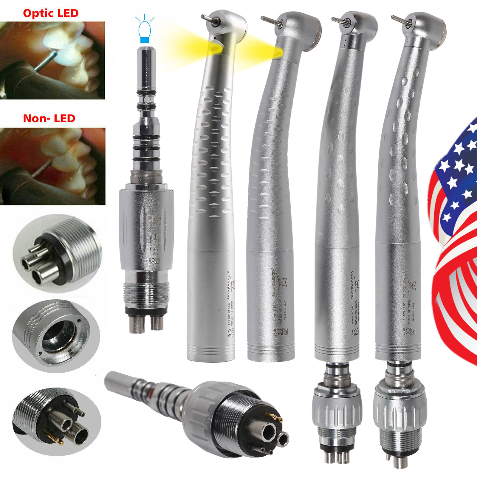 Dental High speed 4hole quick Coupler / LED Fiber Optic 6 pin Coupler Handpiece