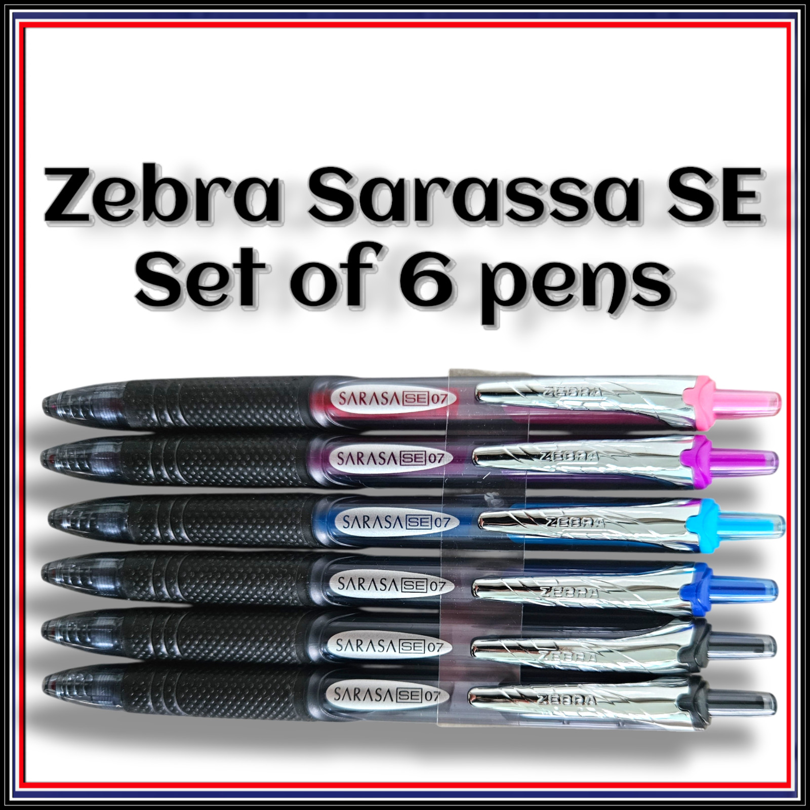 Zebra Sarasa SE Gel Pen Retractable 0.7mm – Pack of 6 Colours as shown