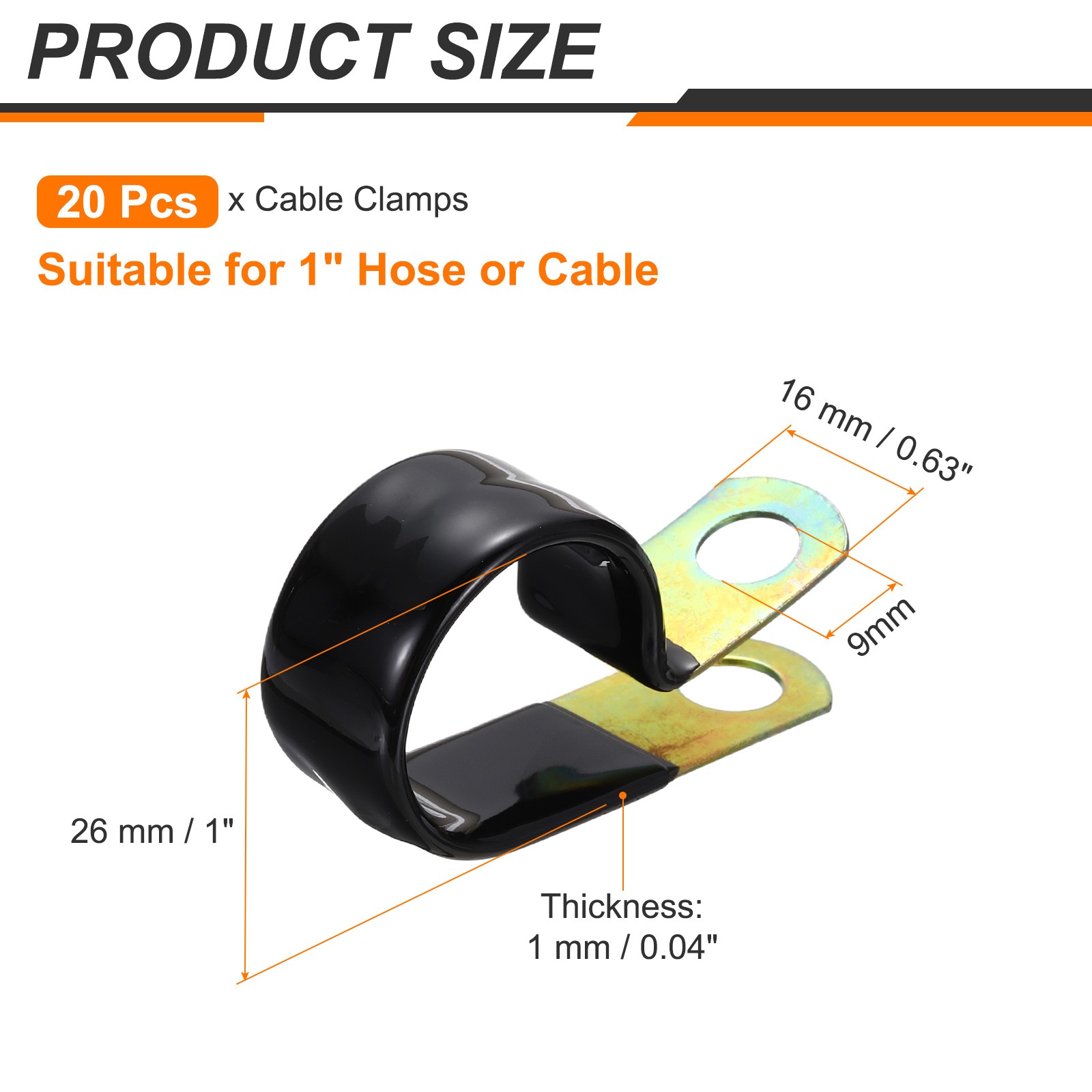20pcs 1″ Vinyl Coated Cable Clamps Closed Clips Vinyl Dipped Pipe Clamp