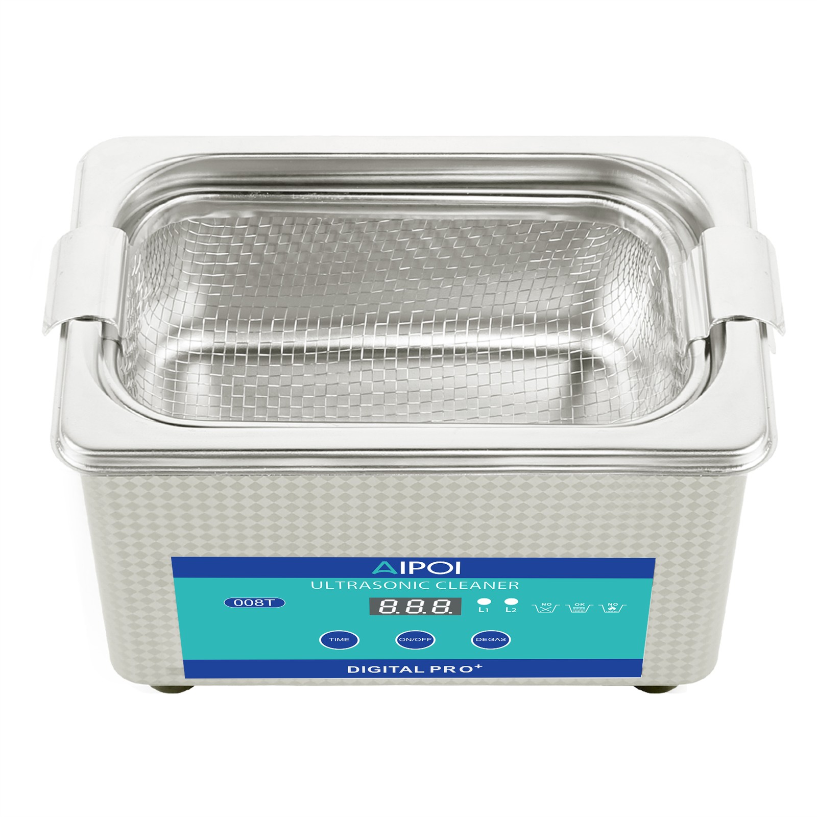 0.8L Ultrasonic Cleaner Stainless Steel Tank & Digital Timer for Jewelry Glasses